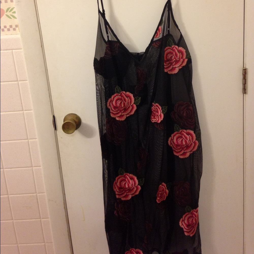 Plus Size Mesh Overlay Dress